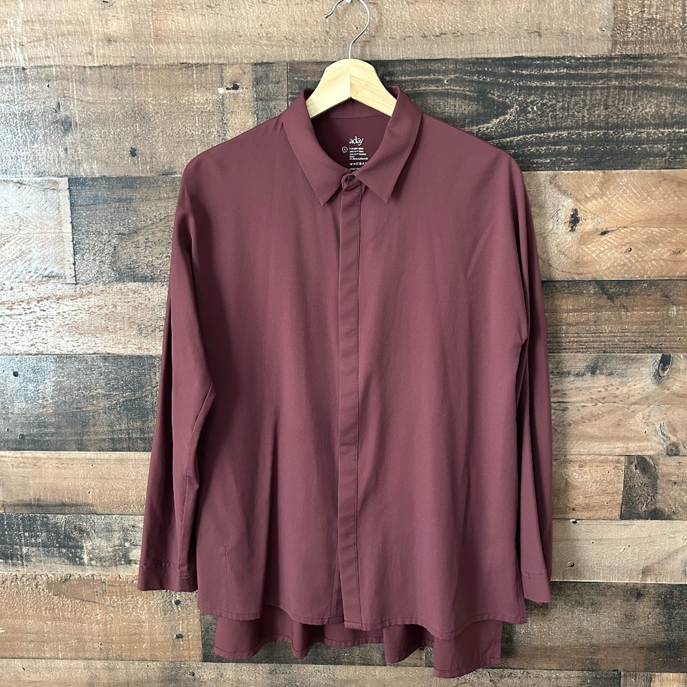 Aday Something Cool Button Down Merlot Small Like… - image 1